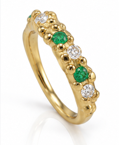 18ct Gold Vermeil Emerald & Lab-Grown Diamond Ring