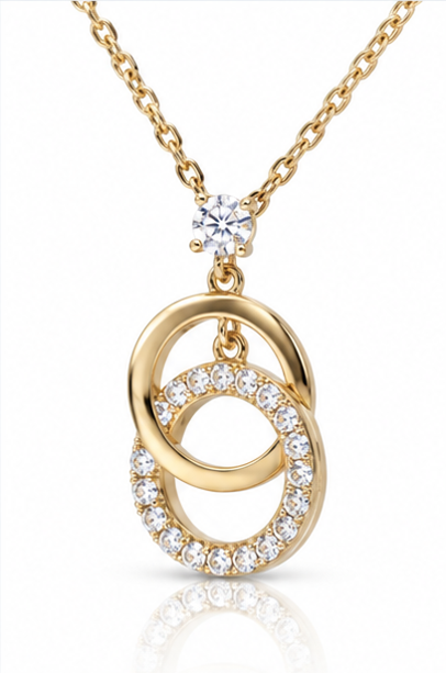 Diamonfire Sterling Silver Gold-Plated CZ Interlinked Circle Necklace