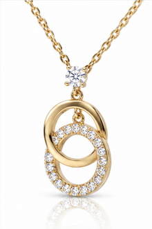 Diamonfire Sterling Silver Gold-Plated CZ Interlinked Circle Necklace