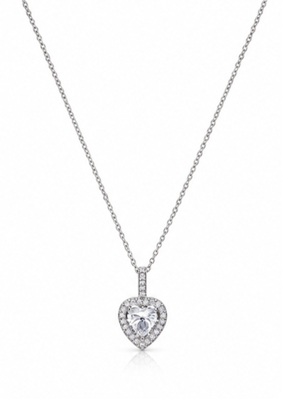 Diamonfire Sterling Silver 1.13ct CZ Pavé Heart Pendant