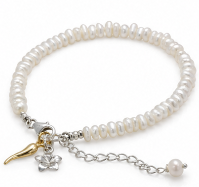 Banyan Sterling Silver Freshwater Pearl Charm Bracelet
