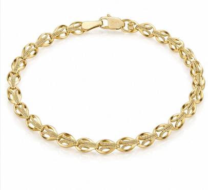 Gold 9ct Yellow Gold Stampato Link Bracelet 19cm