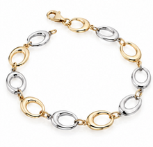 Gold 9ct Yellow & White Gold Oval Link Bracelet 19cm