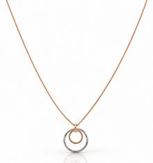 9ct Rose & White Gold Double Circle Necklace 18"