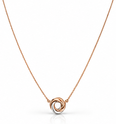 9ct Rose & White Gold Love Knot Necklace 18"