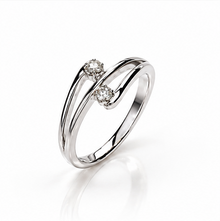 9ct White Gold 0.11ct Diamond Two Stone Crossover Ring