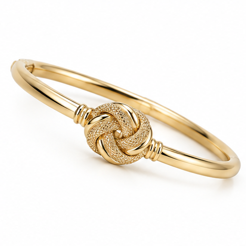9ct Yellow Gold Feature Knot Hinged Bangle