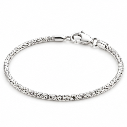 Sterling Silver Foxtail Bead Charm Bracelet