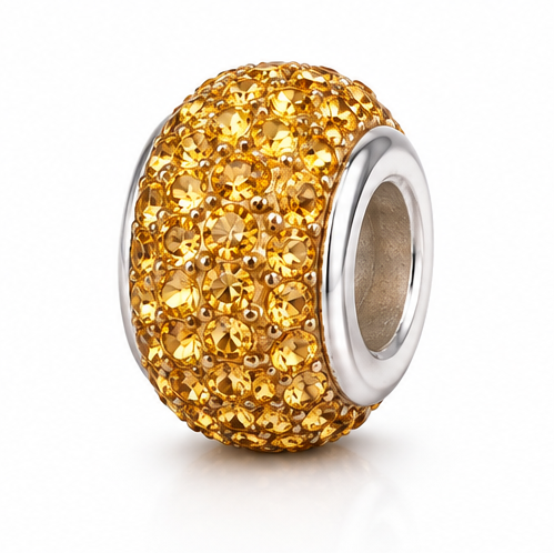 Sterling Silver Yellow Crystal Bead Charm