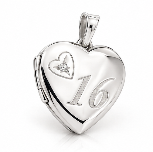16th Birthday || Heart Locket Front View Angled