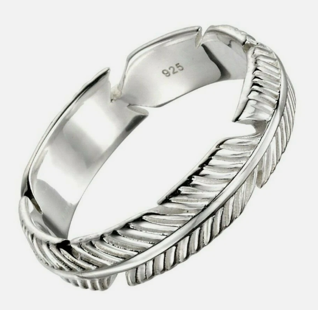 Feather Band Ring in Sterling Silver