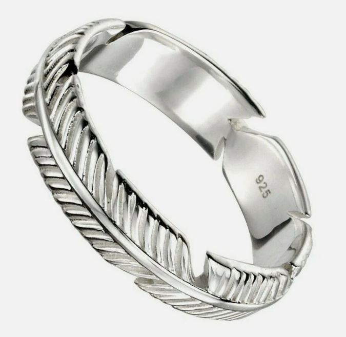 Feather Band Ring in Sterling Silver