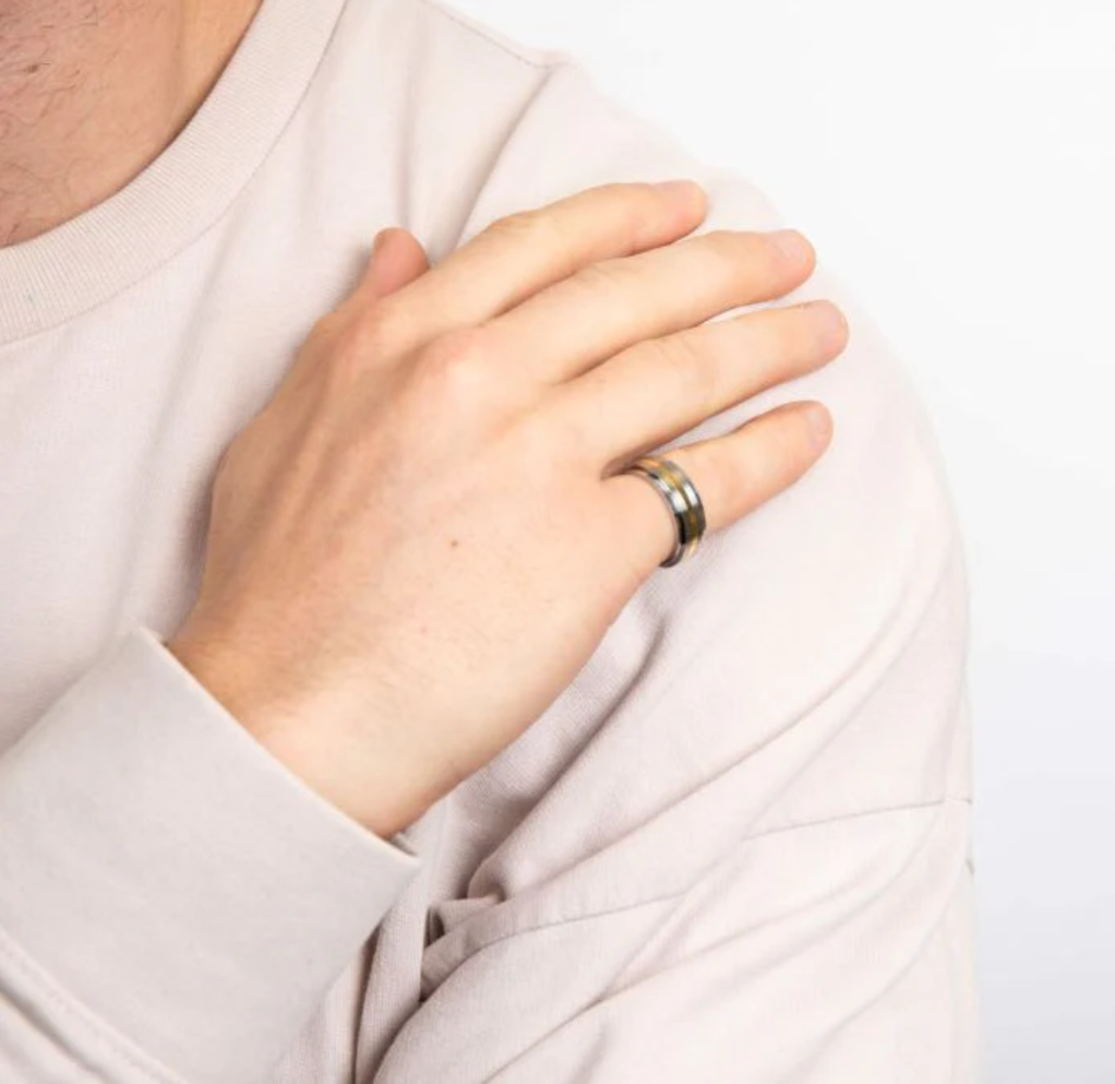 Fred Bennett Stainless Steel & Gold Tone Spinner Ring