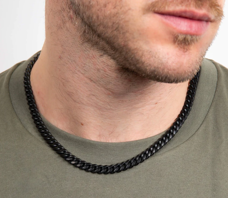 Fred Bennett Black Brushed Stainless Steel Curb Chain Necklace
