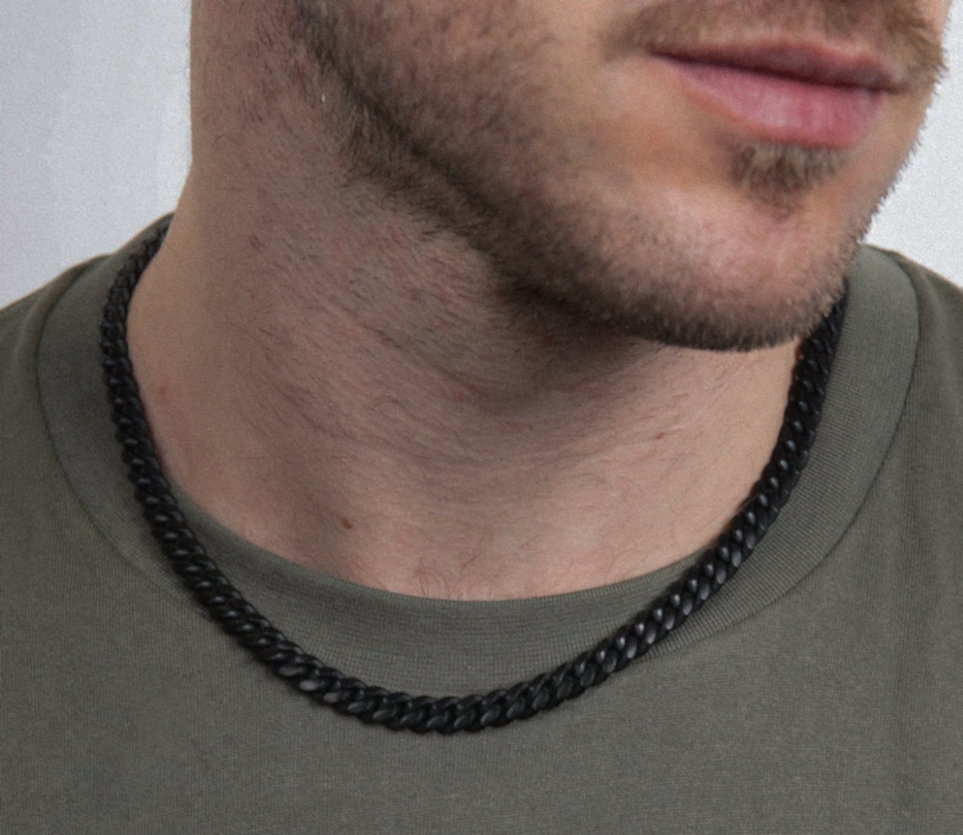Fred Bennett Black Brushed Stainless Steel Curb Chain Necklace