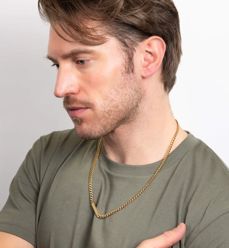 Fred Bennett Yellow Gold Plated Stainless Steel ID Chain Necklace