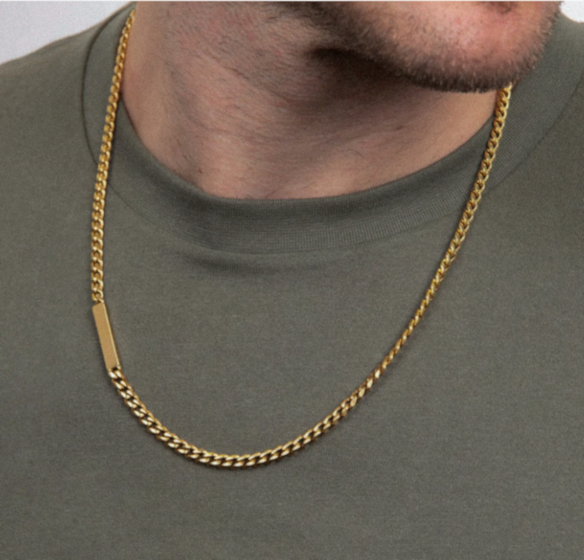 Fred Bennett Yellow Gold Plated Stainless Steel ID Chain Necklace