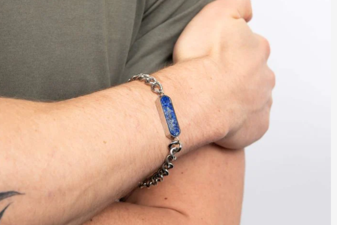 Fred Bennett Stainless Steel Lapis Bar Bracelet