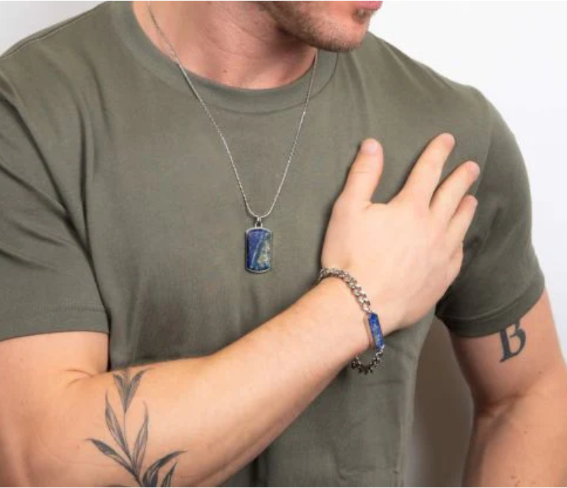 Fred Bennett Stainless Steel Lapis Bar Bracelet