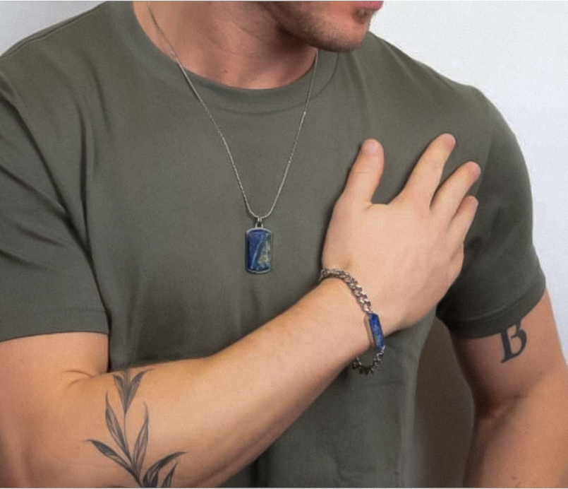 Fred Bennett Stainless Steel Lapis Bar Bracelet