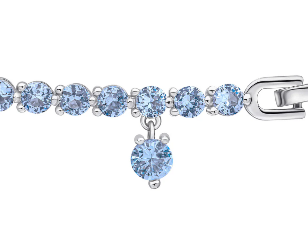 Diamonfire Sterling Silver Blue Zirconia Charm Tennis Bracelet