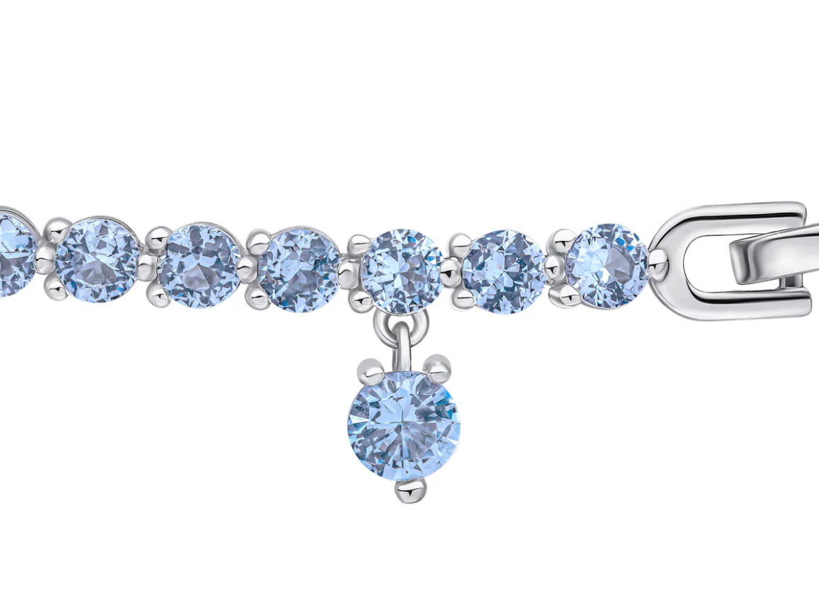 Diamonfire Sterling Silver Blue Zirconia Charm Tennis Bracelet