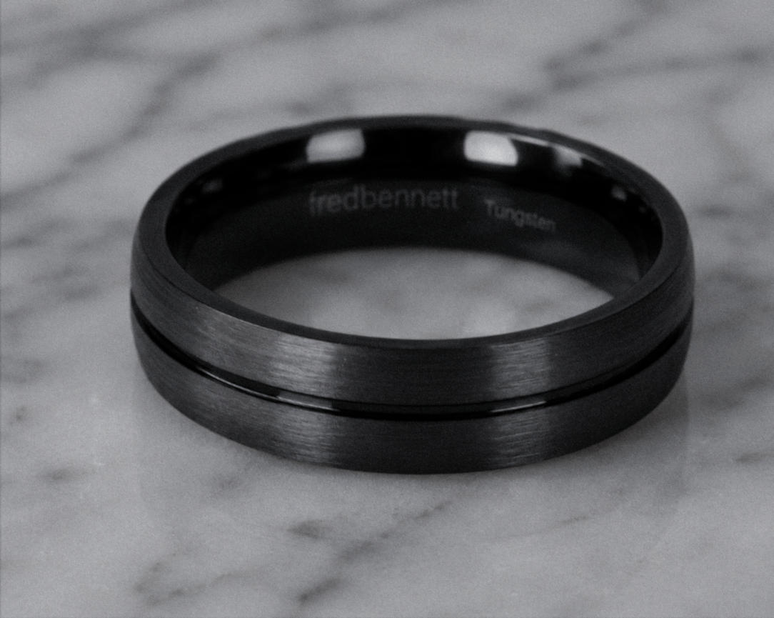 Fred Bennett Black Stripe Tungsten Ring