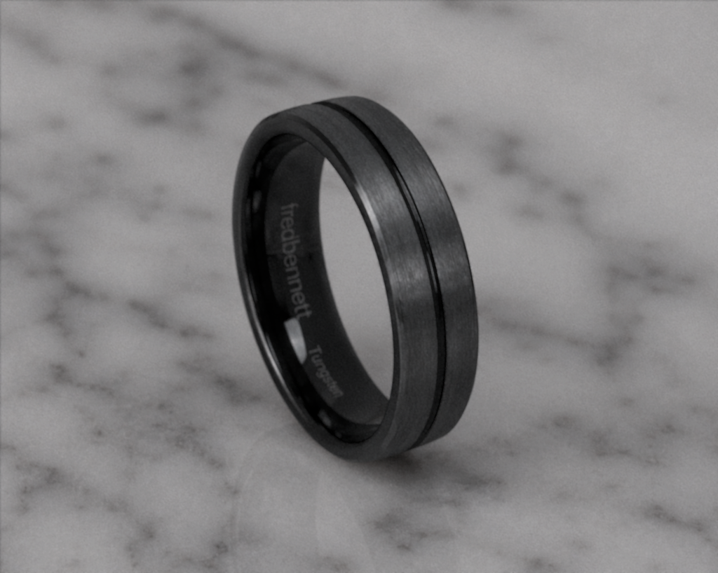 Fred Bennett Black Stripe Tungsten Ring