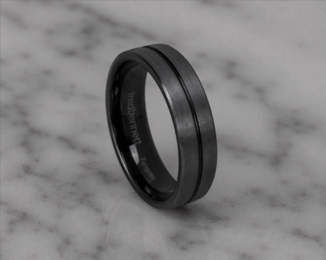 Fred Bennett Black Stripe Tungsten Ring