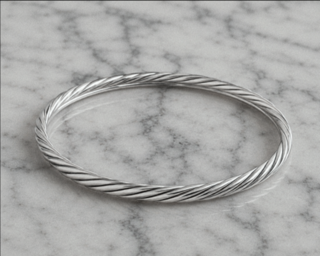 Sterling Silver Twisted Rope Textured Bangle