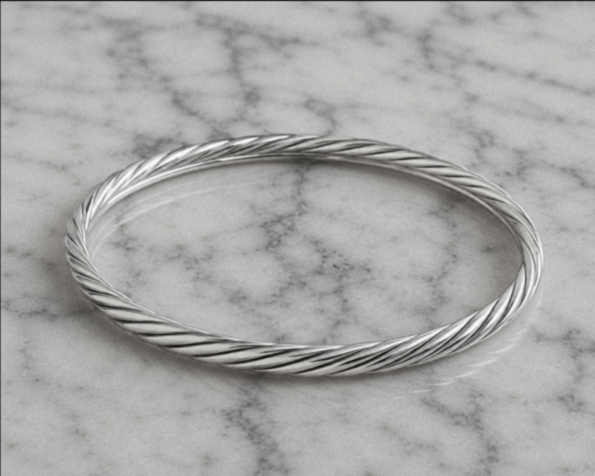 Sterling Silver Twisted Rope Textured Bangle