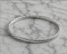 Sterling Silver Twisted Rope Textured Bangle