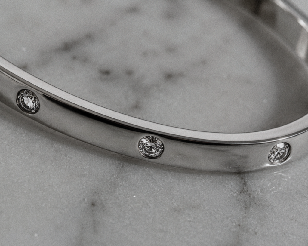 Sterling Silver Torque Bangle with Cubic Zirconia