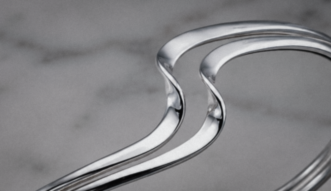 Sterling Silver Double Wave Cuff Bangle