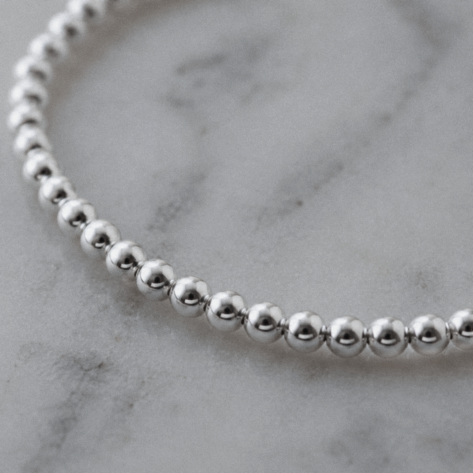 Sterling Silver Polished Ball Adjustable Bracelet