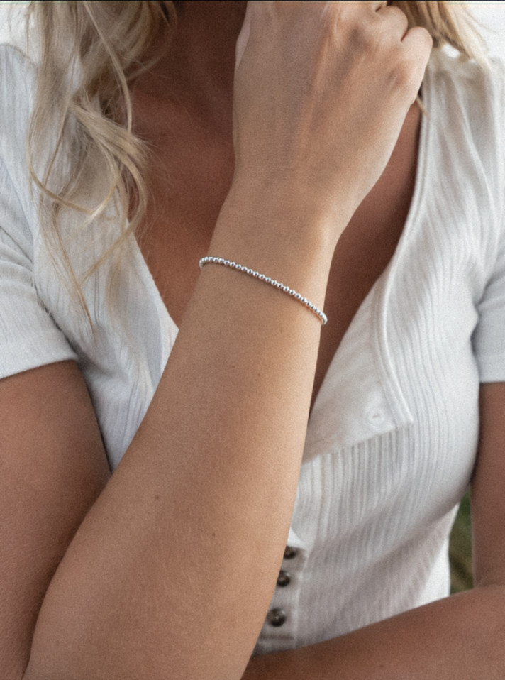 Sterling Silver Polished Ball Adjustable Bracelet