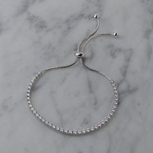 925 Sterling Silver Adjustable Cubic Zirconia Tennis Bracelet