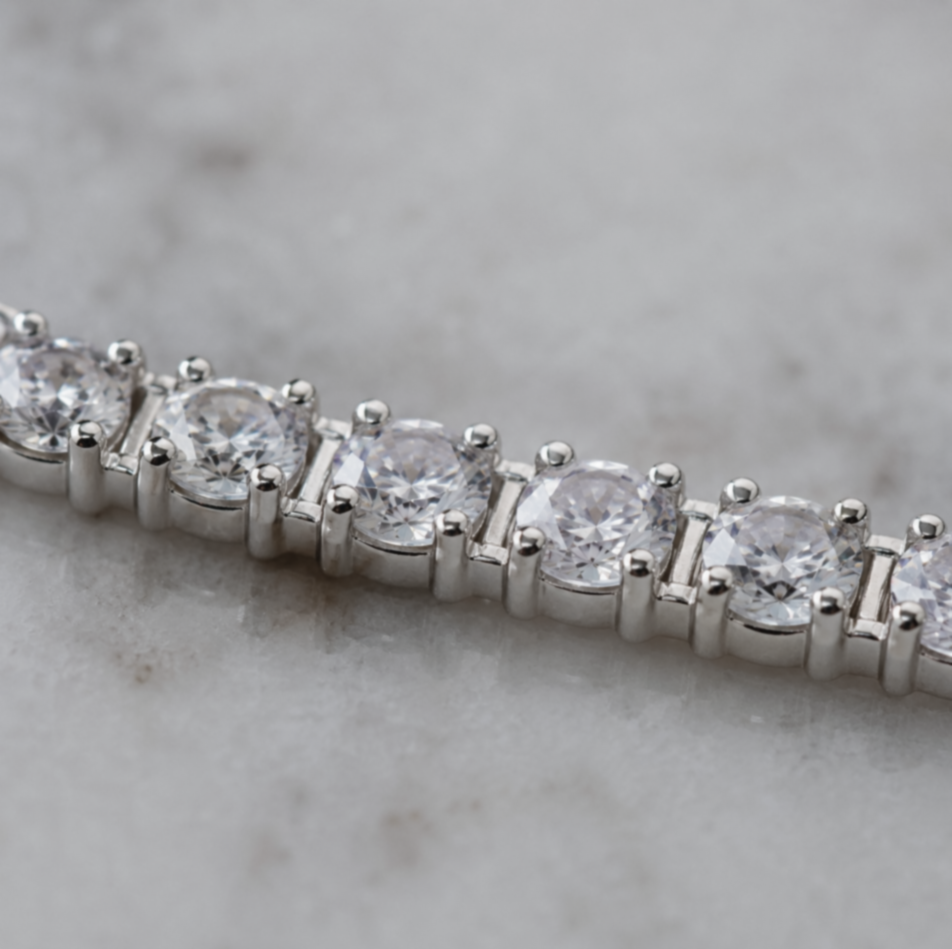 925 Sterling Silver Adjustable Cubic Zirconia Tennis Bracelet