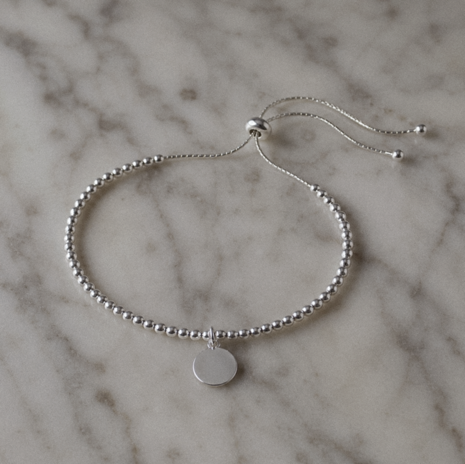 925 Sterling Silver Adjustable Disc Bracelet