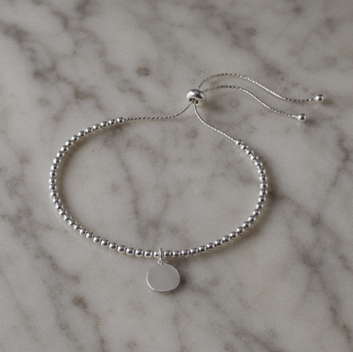 925 Sterling Silver Adjustable Disc Bracelet