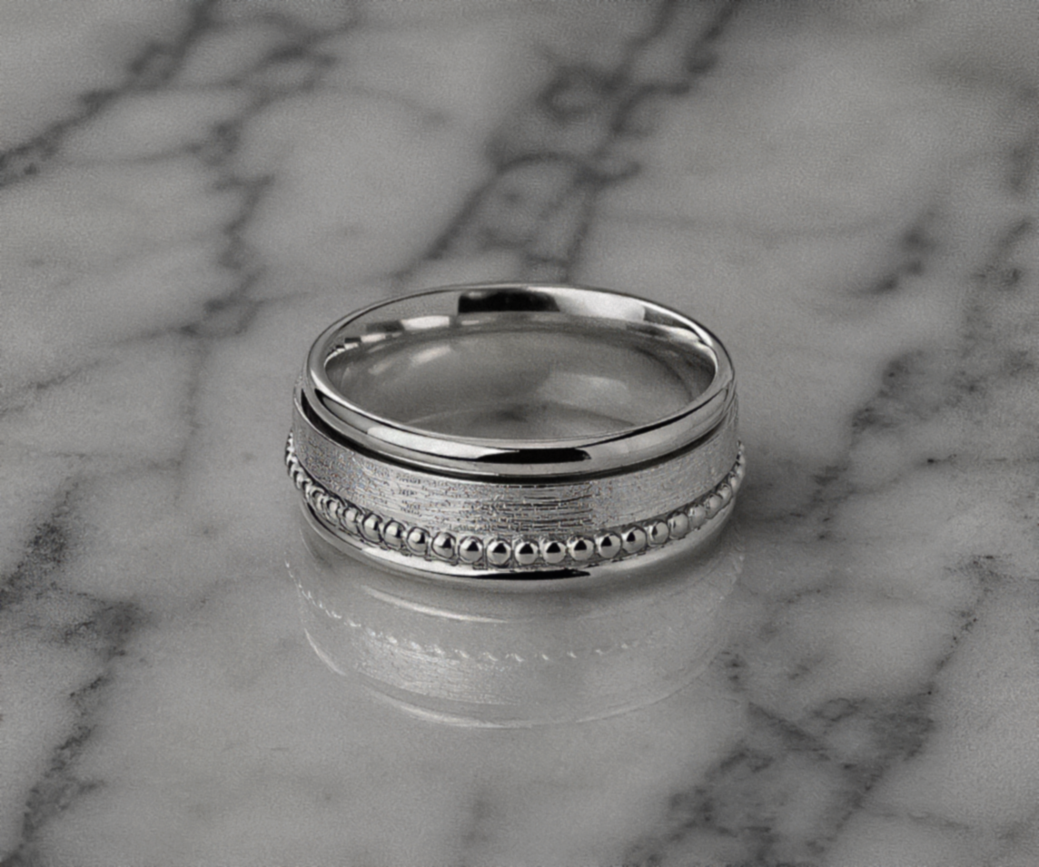 Sterling Silver Multi Texture Spinner Ring