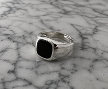 Sterling Silver Black Natural Onyx Signet Ring