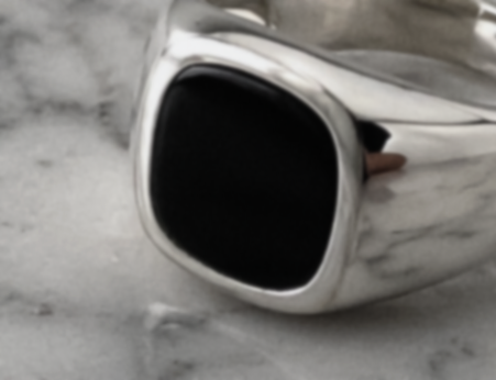 Sterling Silver Black Natural Onyx Signet Ring