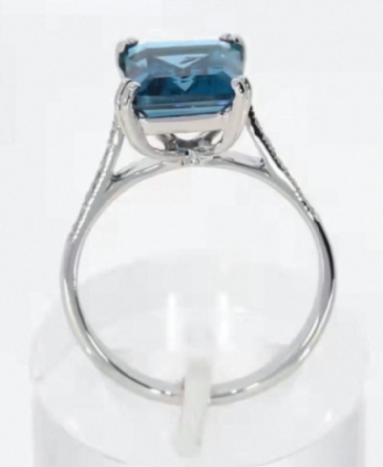 9ct White Gold London Blue Topaz & Diamond Octagon Cut Ring