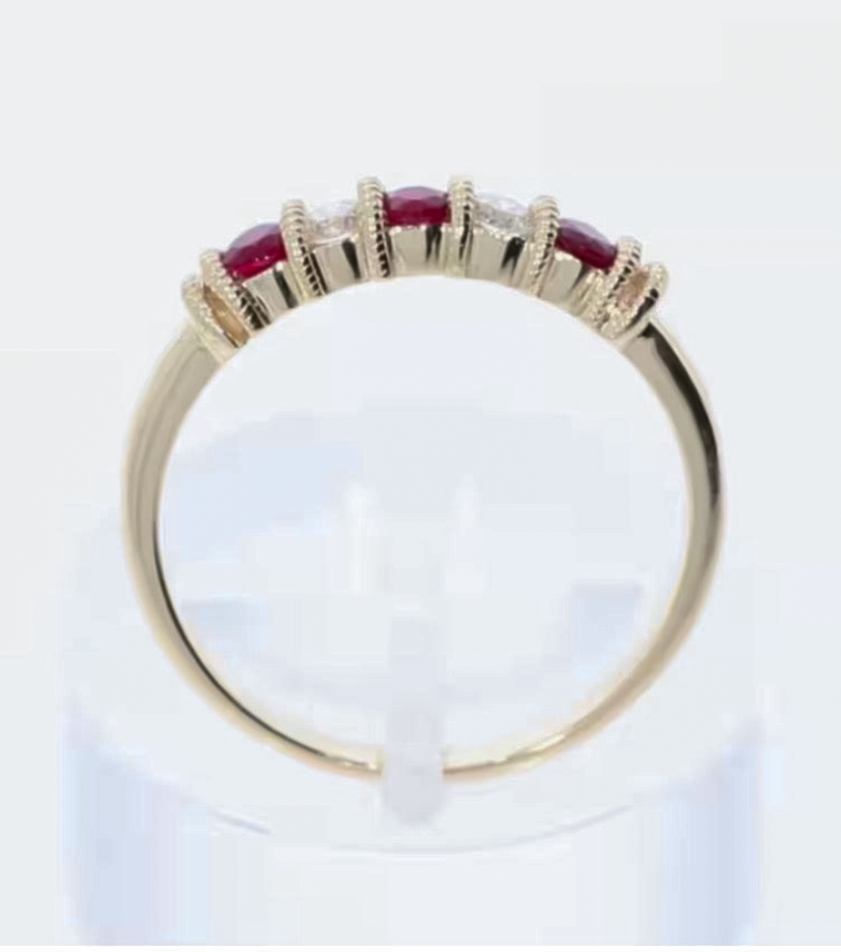9ct Yellow Gold Ruby & Diamond 5 Stone Eternity Ring