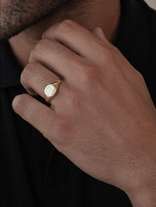 9ct Yellow Gold Cushion Signet Ring - Classic Polished Finish