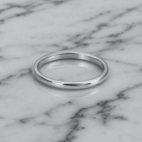 9ct White Gold 4mm Court Men’s Ring – Classic Polished Band