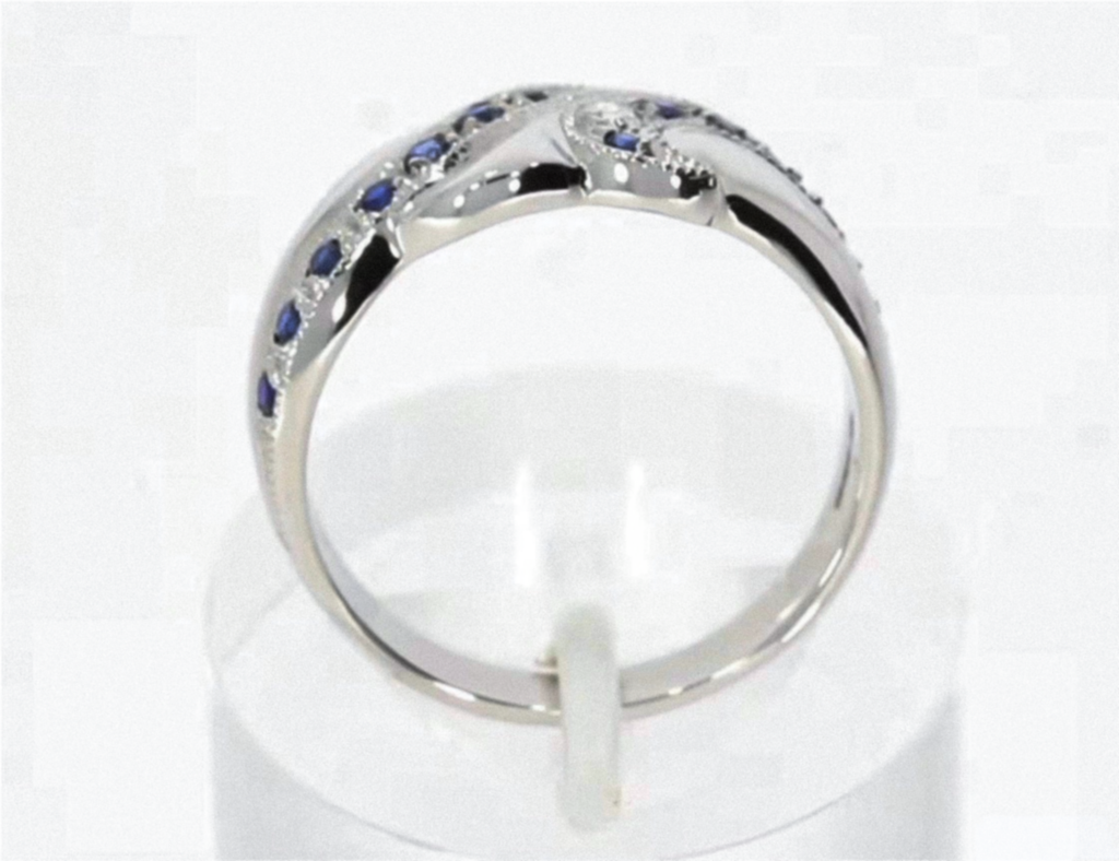 9ct White Gold Blue Sapphire & Diamond Twist Eternity Ring