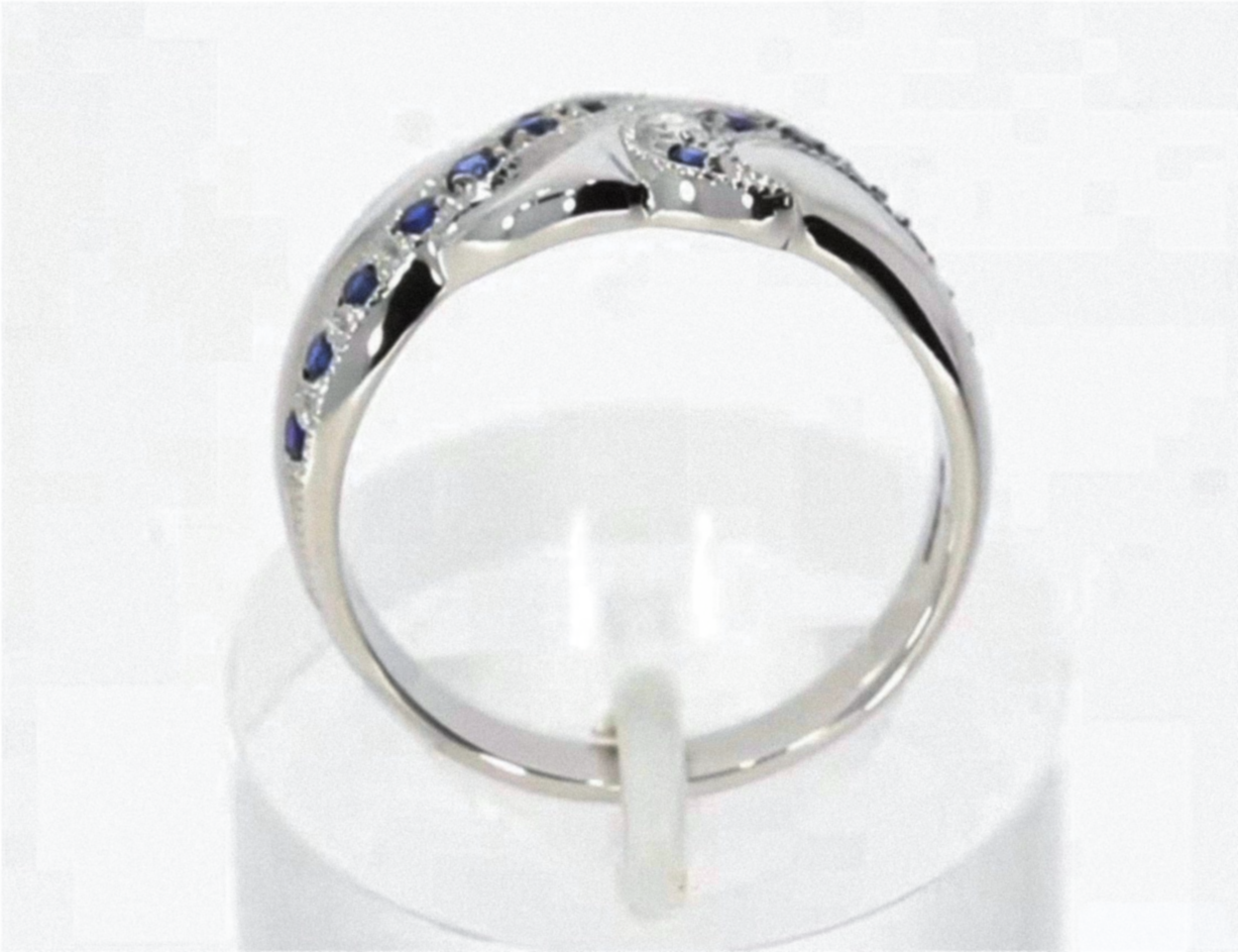 9ct White Gold Blue Sapphire & Diamond Twist Eternity Ring