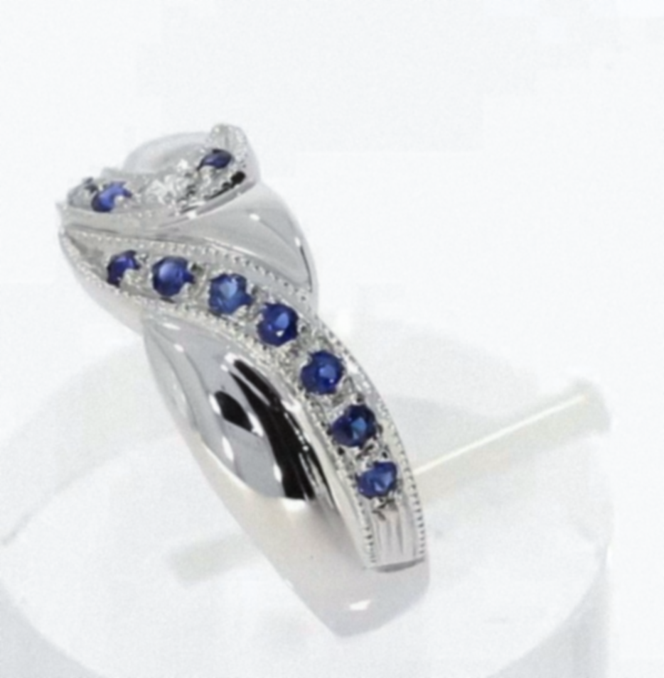 9ct White Gold Blue Sapphire & Diamond Twist Eternity Ring